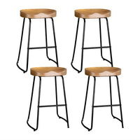 4x Bar Stools Tractor Seat 65cm Wooden Furniture Kings Warehouse 