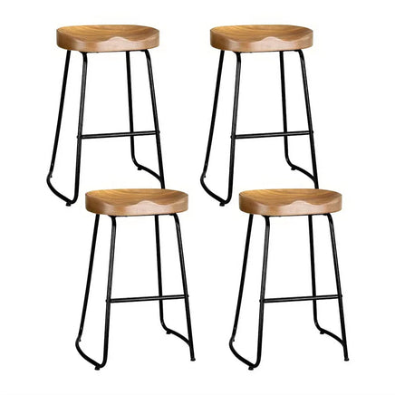 4x Bar Stools Tractor Seat 65cm Wooden Furniture Kings Warehouse 