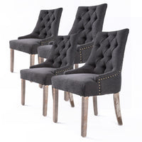 4X French Provincial Dining Chair Oak Leg AMOUR BLACK Furniture Kings Warehouse 