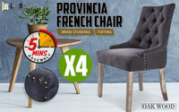 4X French Provincial Dining Chair Oak Leg AMOUR BLACK Furniture Kings Warehouse 