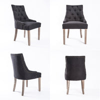 4X French Provincial Dining Chair Oak Leg AMOUR BLACK Furniture Kings Warehouse 