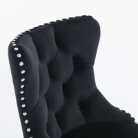 4x Height Adjustable Swivel Bar Stool Velvet Studs Barstool with Footrest and Chromed Base- Black Furniture Kings Warehouse 