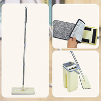 4x Microfiber Pads Flat Mop Bucket Kit 360 Rotating Self Wash Cleaning Commercial Kings Warehouse 