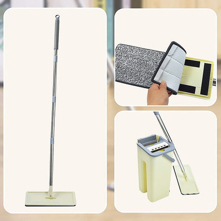 4x Microfiber Pads Flat Mop Bucket Kit 360 Rotating Self Wash Cleaning Commercial Kings Warehouse 