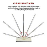 4x Microfiber Pads Flat Mop Bucket Kit 360 Rotating Self Wash Cleaning Commercial Kings Warehouse 