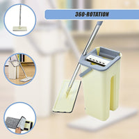 4x Microfiber Pads Flat Mop Bucket Kit 360 Rotating Self Wash Cleaning Commercial Kings Warehouse 