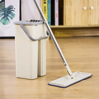 4x Microfiber Pads Flat Mop Bucket Kit 360 Rotating Self Wash Cleaning Commercial Kings Warehouse 