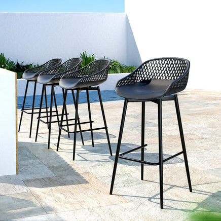 4x Outdoor Bar Stools Plastic Black Furniture Kings Warehouse 