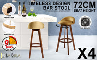 4X Wooden Bar Stool Dining Chair Leather LEILA 72cm COFFEE BROWN Furniture Kings Warehouse 