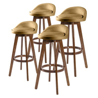 4X Wooden Bar Stool Dining Chair Leather LEILA 72cm COFFEE BROWN Furniture Kings Warehouse 