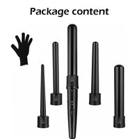 5 in 1 Hair Curler Wand Set Ceramic Styling Curling Iron Roller Barrel LED+Glove Kings Warehouse 