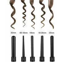 5 in 1 Hair Curler Wand Set Ceramic Styling Curling Iron Roller Barrel LED+Glove Kings Warehouse 
