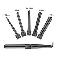 5 in 1 Hair Curler Wand Set Ceramic Styling Curling Iron Roller Barrel LED+Glove Kings Warehouse 