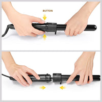 5 in 1 Hair Curler Wand Set Ceramic Styling Curling Iron Roller Barrel LED+Glove Kings Warehouse 