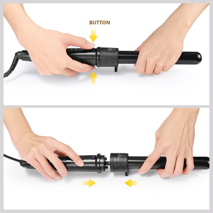 5 in 1 Hair Curler Wand Set Ceramic Styling Curling Iron Roller Barrel LED+Glove Kings Warehouse 