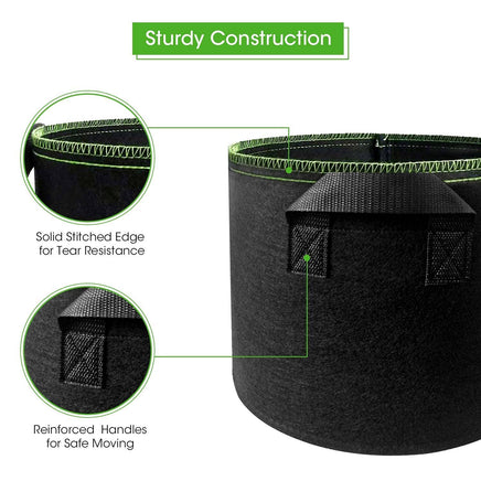 5-Pack 10 Gallons Plant Grow Bag Flower Container Pots with Handles Garden Planter Kings Warehouse 