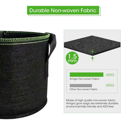 5-Pack 10 Gallons Plant Grow Bag Flower Container Pots with Handles Garden Planter Kings Warehouse 