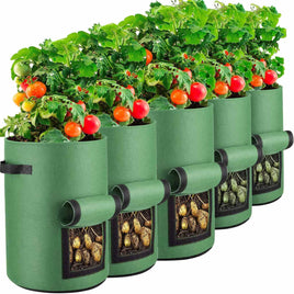 5-Pack 5 Gallons Plant Grow Bag Potato Container Pots with Handles Garden Planter Kings Warehouse