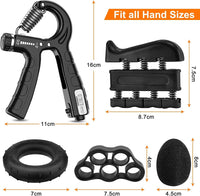 5 Pack Adjustable Resistance Hand Gripper Exerciser Workout Kit Kings Warehouse 
