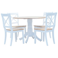 5 Piece Dining Set Solid Rubber Wood White and Brown Kings Warehouse 