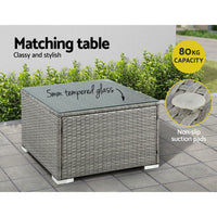 5-Piece Outdoor Sofa Set Wicker Couch Lounge Setting 4 Seater Grey Furniture Kings Warehouse 