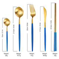 5-Piece Stainless Steel Blue Color Set, Knife Fork Spoon Flatware Set Cutlery Set Kings Warehouse 