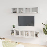 5 Piece TV Cabinet Set High Gloss White Engineered Wood living room Kings Warehouse 