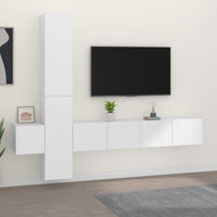 5 Piece TV Cabinet Set White Engineered Wood living room Kings Warehouse 