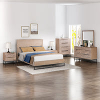 5 Pieces Bedroom Suite made in Solid Wood Acacia Veneered King Size Oak Colour Bed, Bedside Table, Tallboy & Dresser Furniture Kings Warehouse 