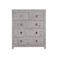 5 Pieces Bedroom Suite with Solid Acacia Wood Veneered Construction in Queen Size White Ash Colour Bed, Bedside Table , Tallboy & Dresser Furniture Kings Warehouse 