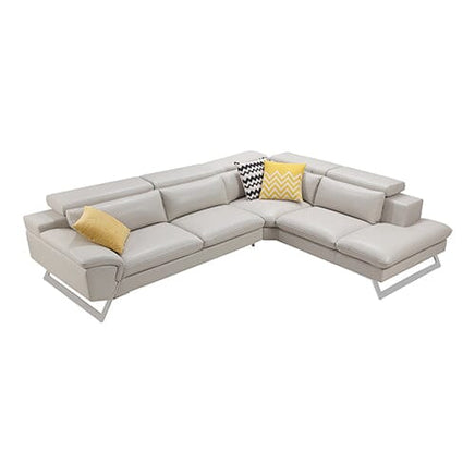 5 Seater Lounge Cream Colour Leatherette Corner Sofa Couch with Chaise Furniture Kings Warehouse 