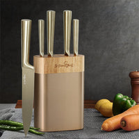 5-Star Chef 6PCS Kitchen Knife Set Stainless Steel Nonstick Block Chef Sharp Home & Garden Kings Warehouse 