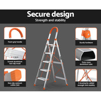 5 Step Ladder Multi-Purpose Folding Aluminium Light Weight Non Slip Platform Tools Kings Warehouse 