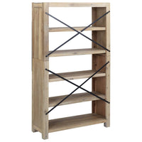 5-Tier Bookcase 80x30x140 cm Solid Wood Acacia Kings Warehouse 