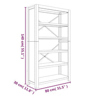 5-Tier Bookcase 80x30x140 cm Solid Wood Acacia Kings Warehouse 