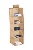 5 Tier Shelf Hanging Closet Organizer and Storage for Clothes (Beige) bedroom furniture Kings Warehouse 