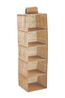 5 Tier Shelf Hanging Closet Organizer and Storage for Clothes (Beige) bedroom furniture Kings Warehouse 
