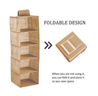 5 Tier Shelf Hanging Closet Organizer and Storage for Clothes (Beige) bedroom furniture Kings Warehouse 