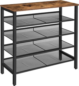 5-Tier Shoe Rack, Industrial Shoe Organizer Storage Bench Furniture Kings Warehouse 