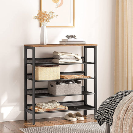 5-Tier Shoe Rack, Industrial Shoe Organizer Storage Bench Furniture Kings Warehouse 