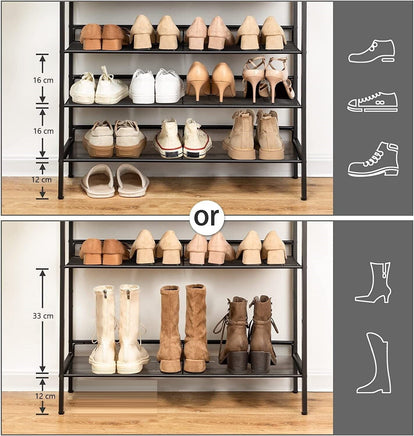 5-Tier Shoe Rack, Industrial Shoe Organizer Storage Bench Furniture Kings Warehouse 