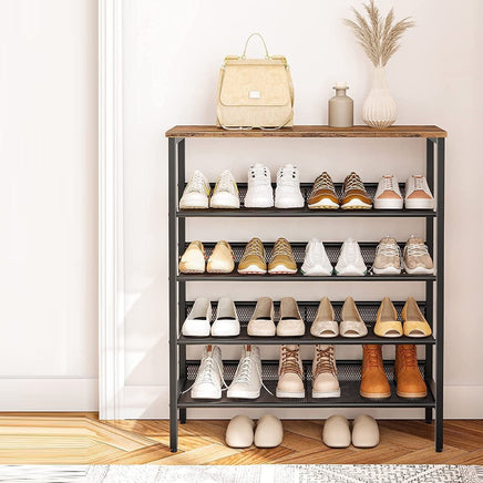 5-Tier Shoe Rack, Industrial Shoe Organizer Storage Bench Furniture Kings Warehouse 