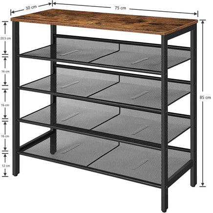 5-Tier Shoe Rack, Industrial Shoe Organizer Storage Bench Furniture Kings Warehouse 