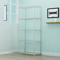5 Tier Silver Metal Storage Rack Shelving Wire Shelf Furniture Kings Warehouse 