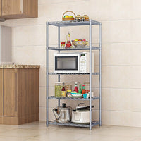 5 Tier Silver Metal Storage Rack Shelving Wire Shelf Furniture Kings Warehouse 