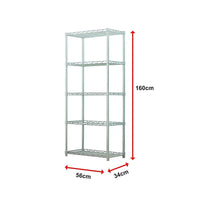 5 Tier Silver Metal Storage Rack Shelving Wire Shelf Furniture Kings Warehouse 