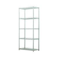 5 Tier Silver Metal Storage Rack Shelving Wire Shelf Furniture Kings Warehouse 