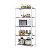 5 Tier Silver Metal Storage Rack Shelving Wire Shelf Furniture Kings Warehouse 