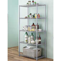 5 Tier Silver Metal Storage Rack Shelving Wire Shelf Kings Warehouse 