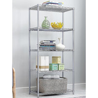 5 Tier Silver Metal Storage Rack Shelving Wire Shelf Kings Warehouse 